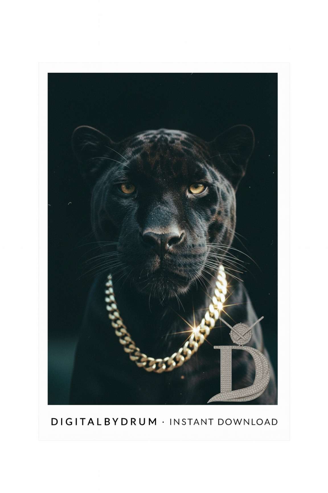 Silent Authority – Black Panther Portrait (Luxury Digital Art Print)