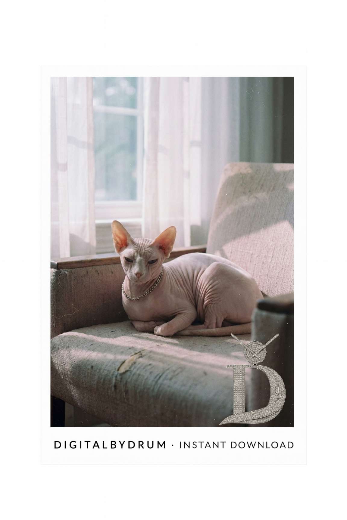 Sunlit Heir – Minimalist Sphynx Cat Luxury Art