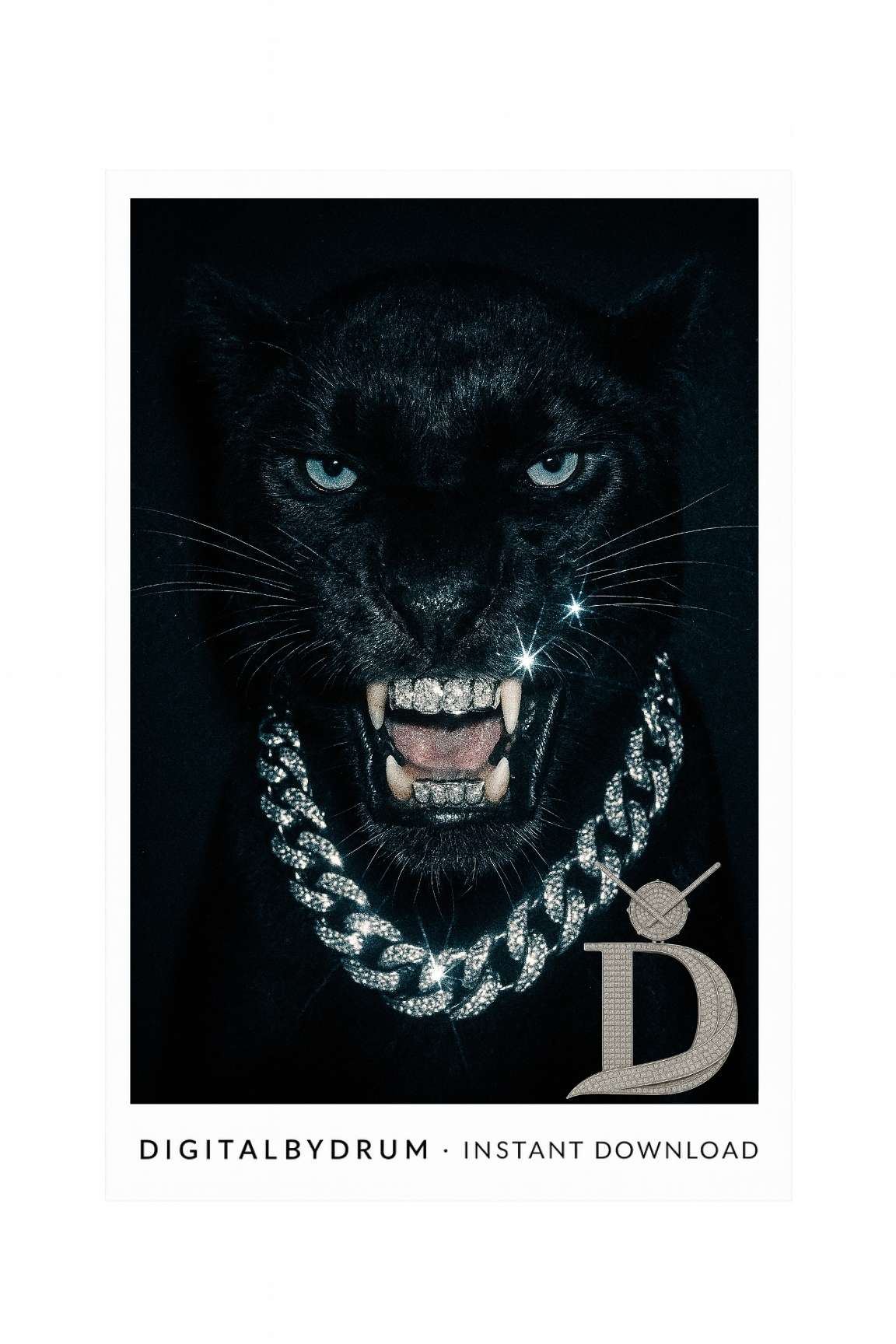 Feral Ice  Diamond-Grilled Panther Luxury Art